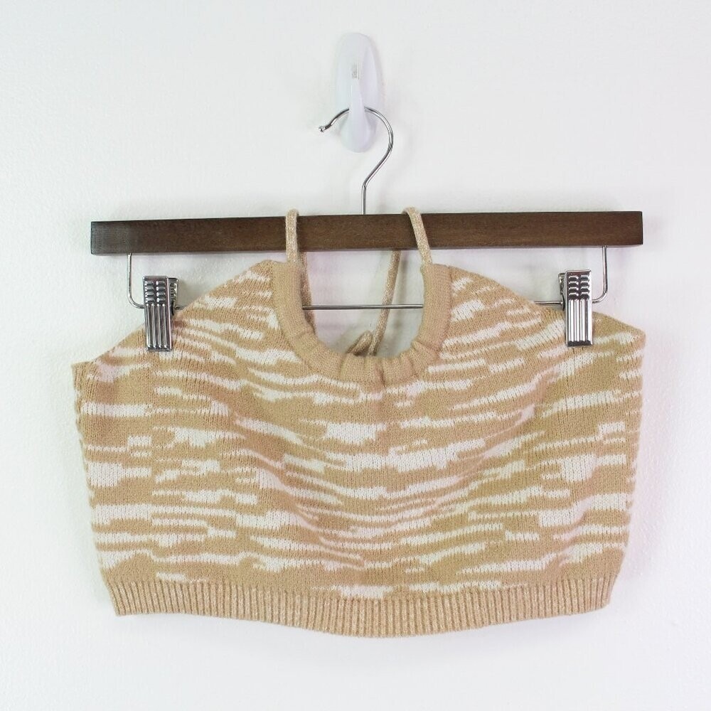 Cotton Emporium Knit Crop Halter Tan Size L